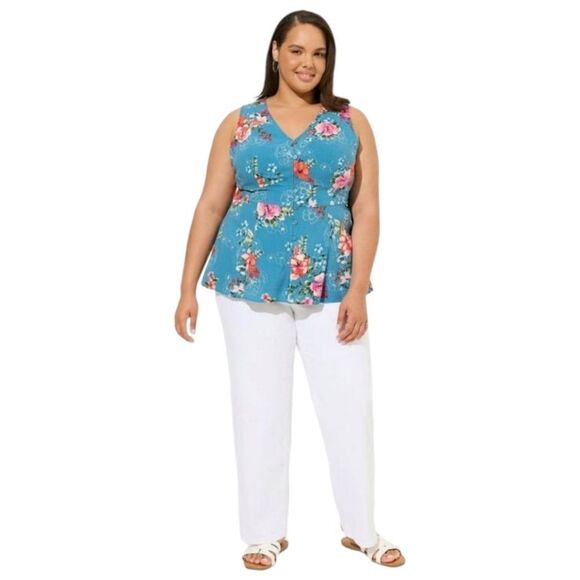 TORRID RAYON SLUB Button -Up With Waist Detail Floral Tank Top. Plus Size 2X - Picture 2 of 8